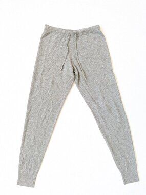 Madeleine Thompson 100% Cashmere Grey Knit Jogger Pajama Pants Women's L Soft